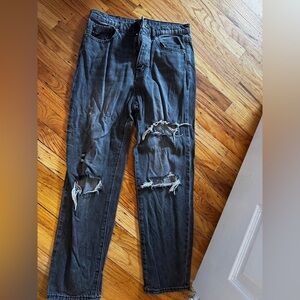 BDG Black Relaxed Jeans with Distressed Details